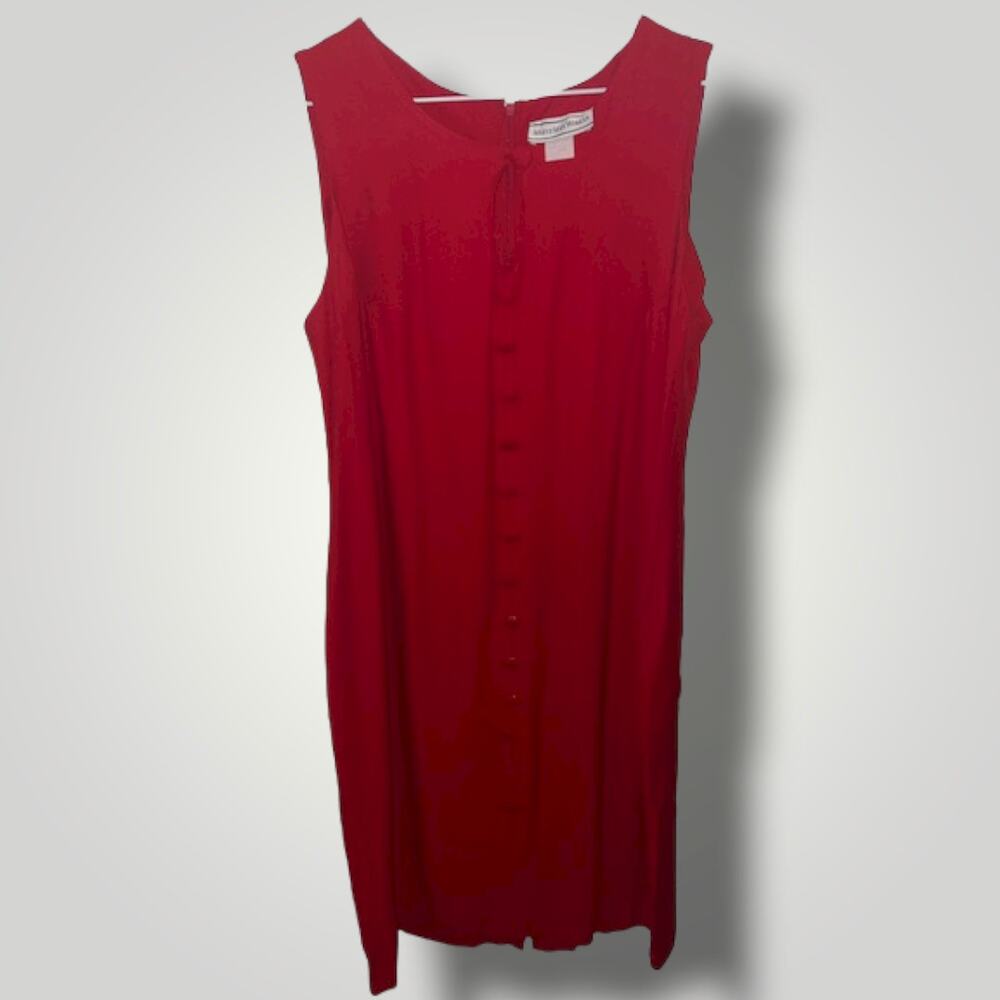 Vintage August Max Woman Red Sleeveless Sheath Dress Sz 16W EUC